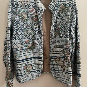 Chico's Metallic Brown and Cream Jacket